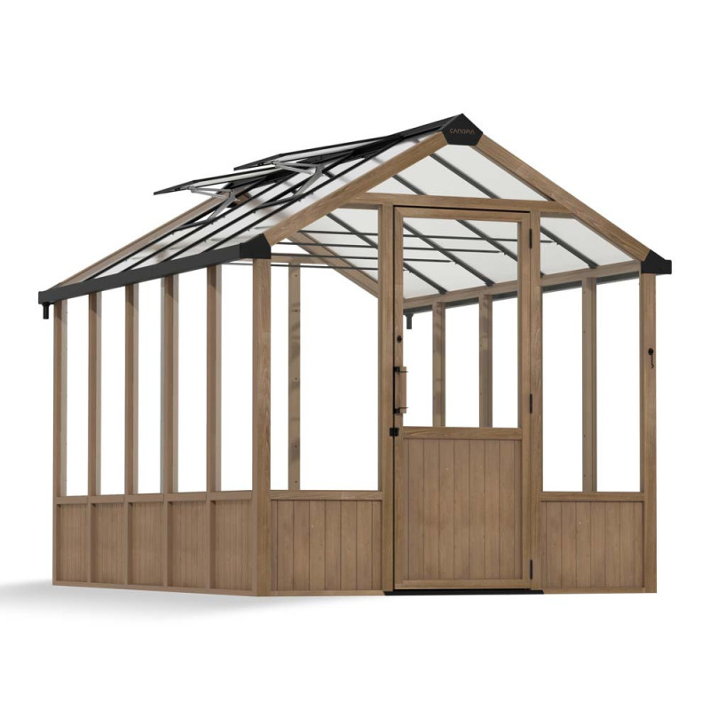 Serre en polycarbonate Natura bois de cèdre 7,8 m² CANOPIA