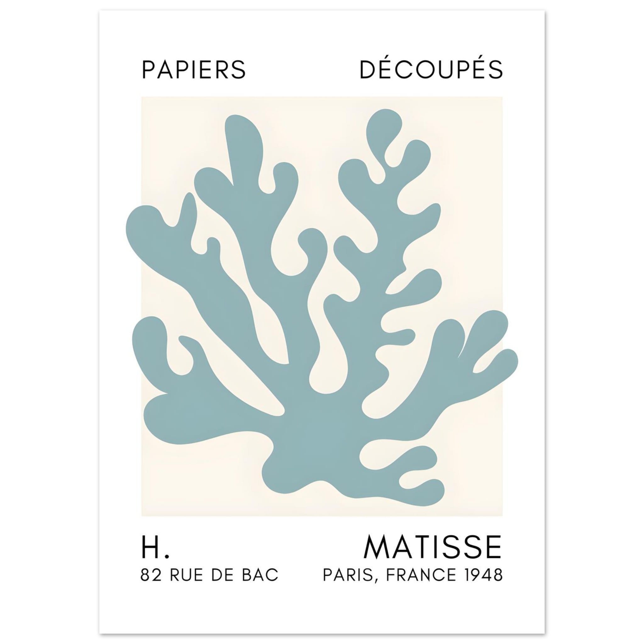 Artfulprints Poster Matisse – Saltflower shapes turquoise  - 50x70 cm - Turquoise