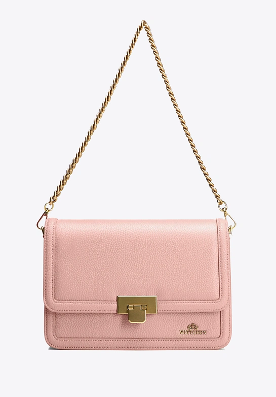 Skórzana torebka crossbody z łańcuszkiem różowa