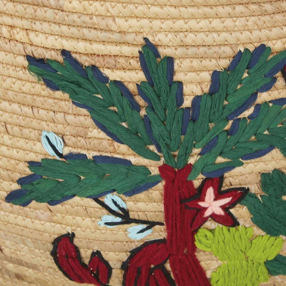 RIO - Panier en jacinthe d'eau beige et imprimé multicolore