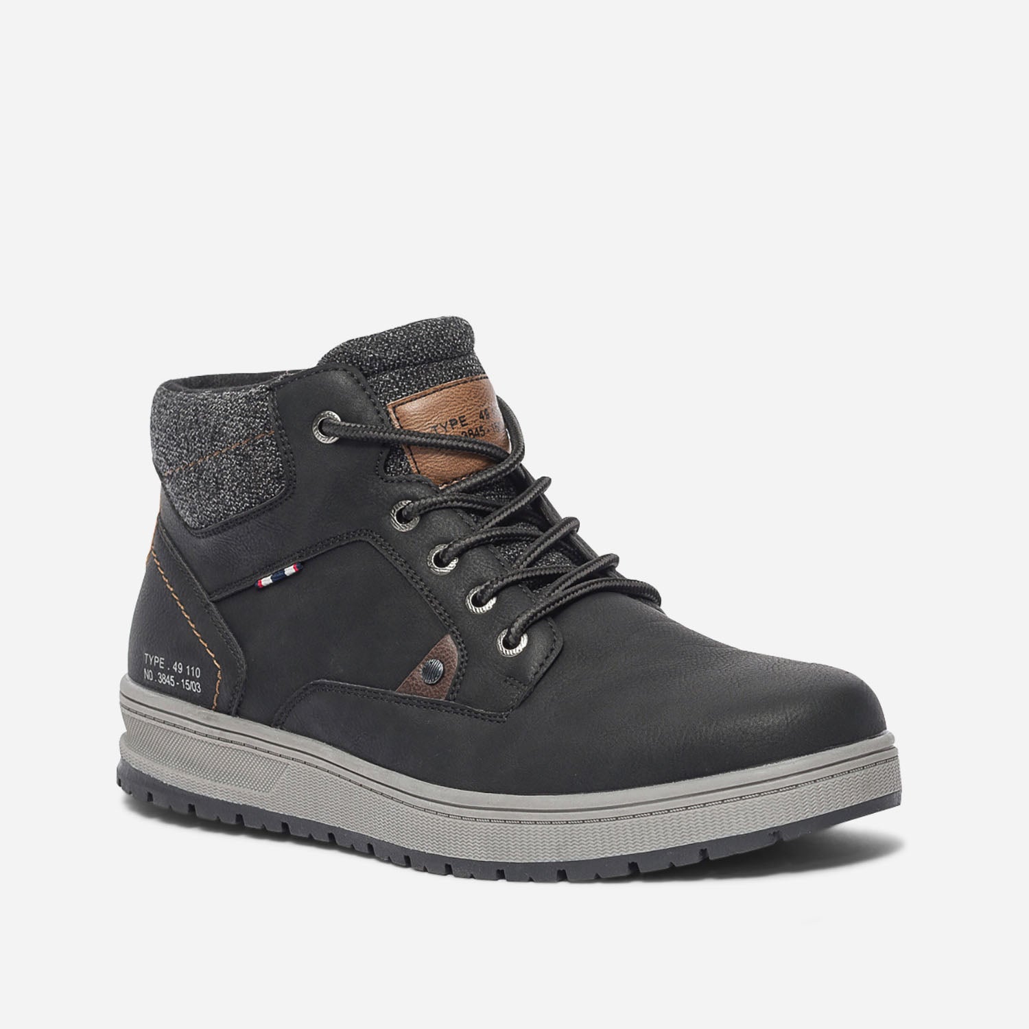 Boots à lacet noir avec col textile