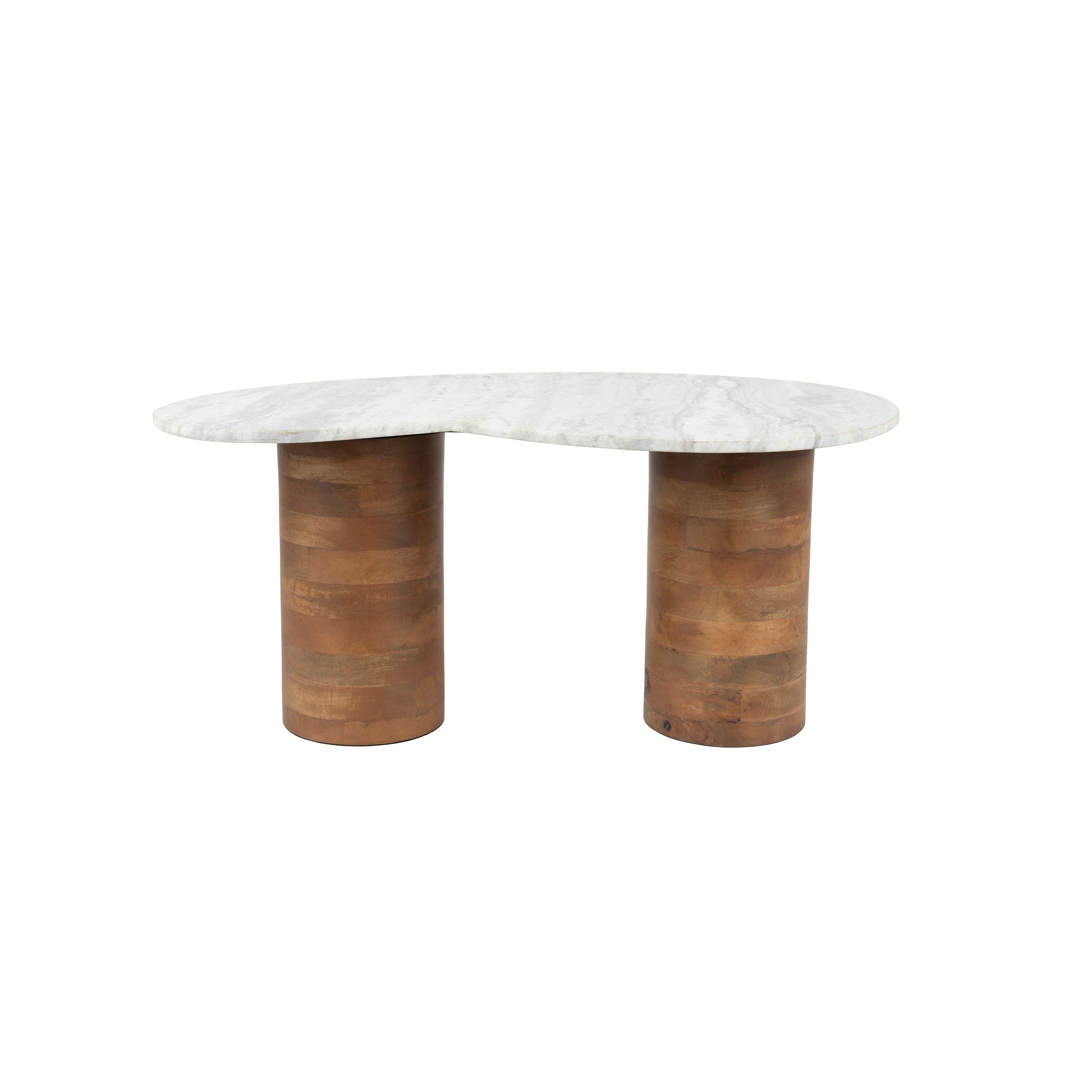 Housecraft Living Peli Salontafel 84x48 cm Marmer/ Hout  - Beige