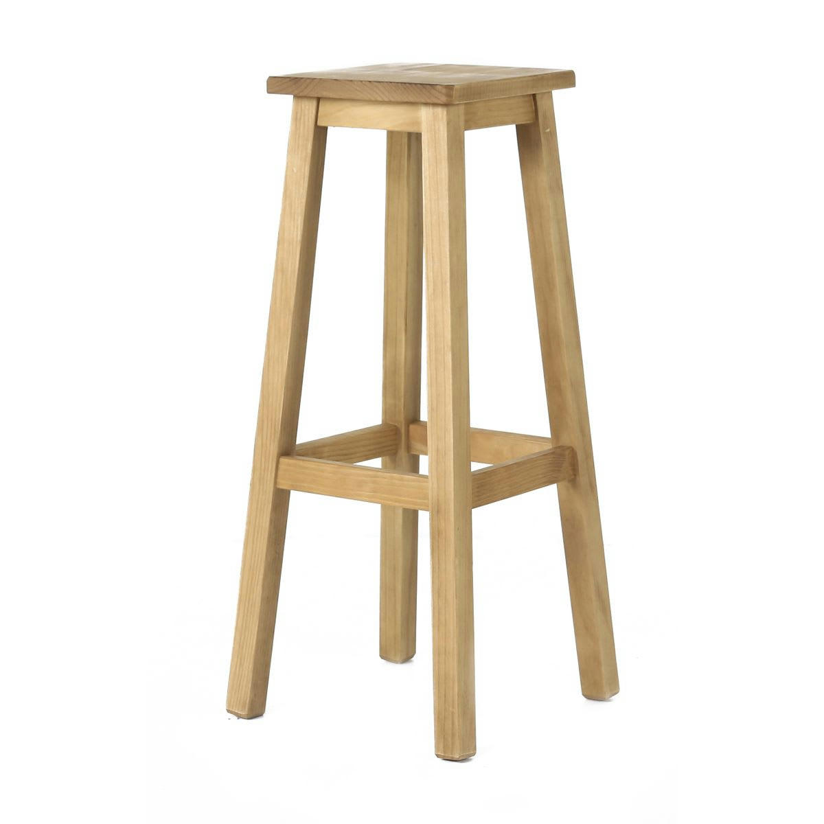 REGION - Tabouret de bar carré rustique en pin massif ciré