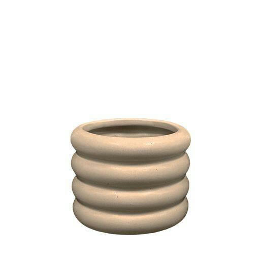 Wave Ripple Indoor Decorative Planter, 8-in, Warm Beige