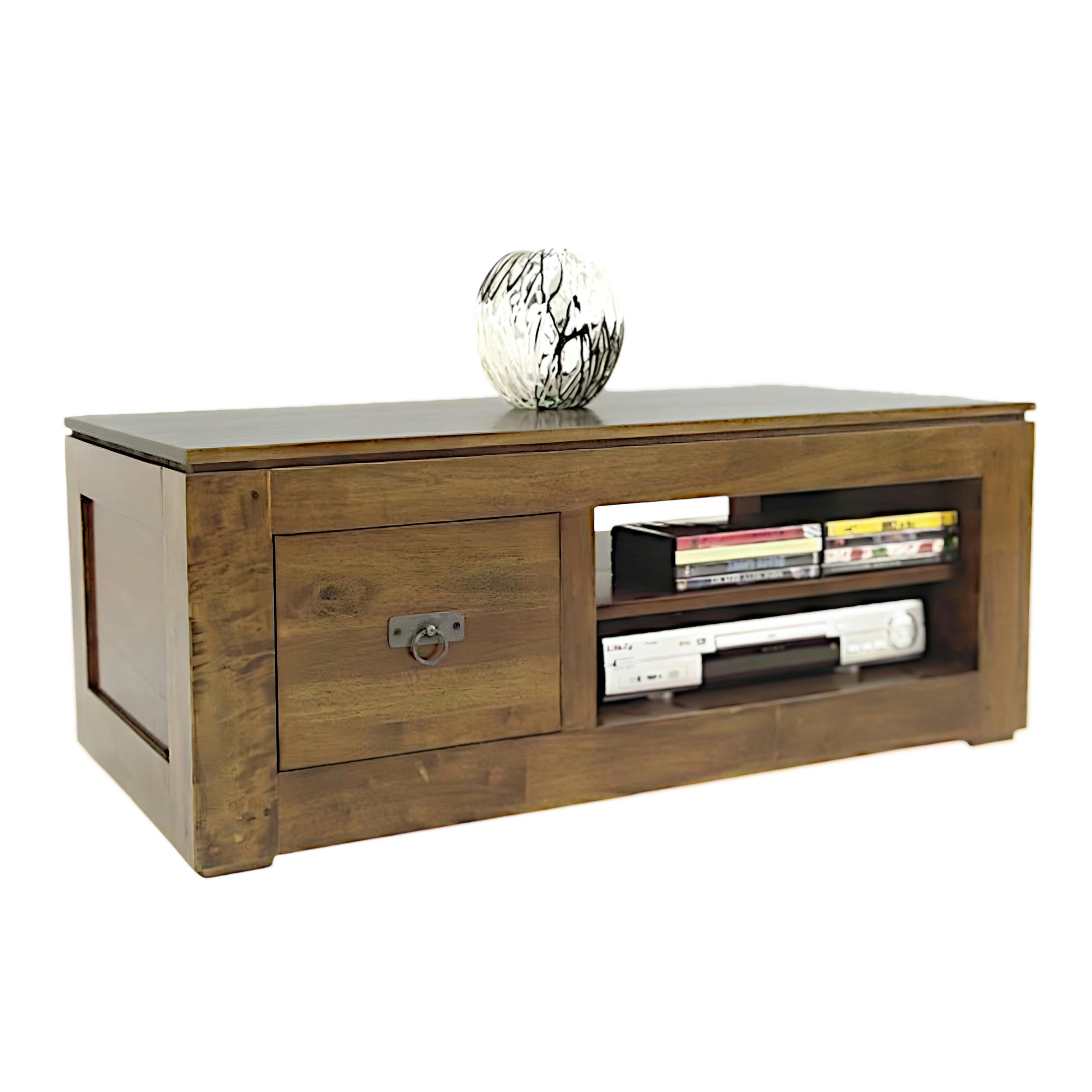 Meuble TV 1 tiroir hévéa 100x50x40cm HELENA