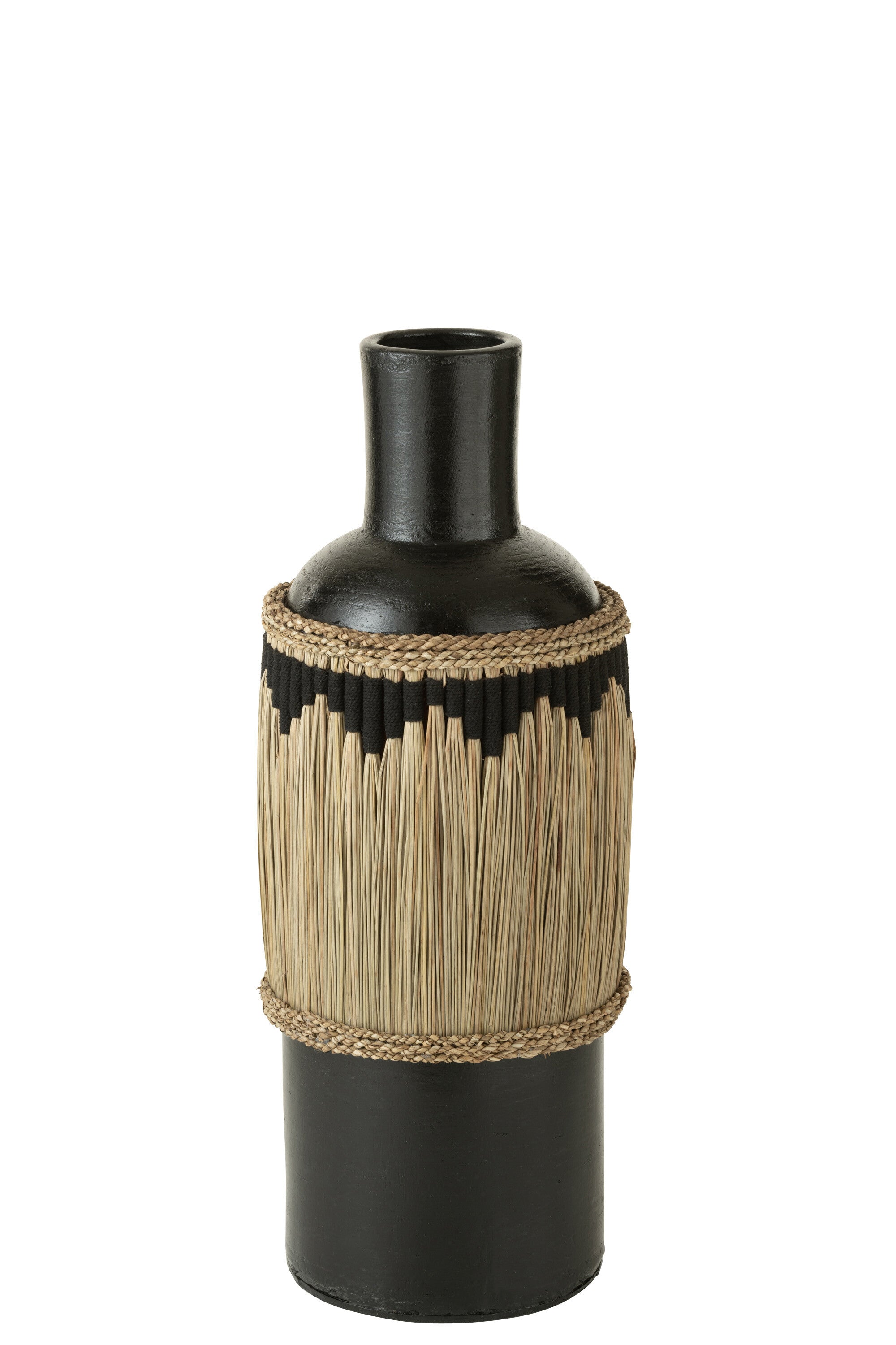 J-Line vaas motief - terracotta/gras - zwart/naturel - 75 cm hoog