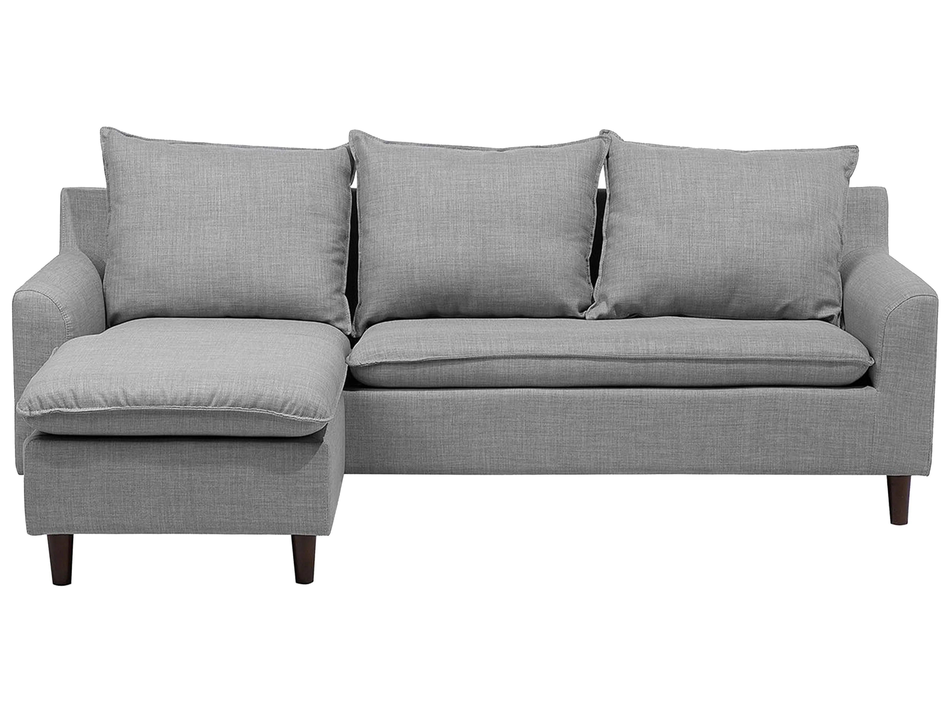 Corner Sofa 3 Seater ELVENES Fabric Light Grey Left Hand