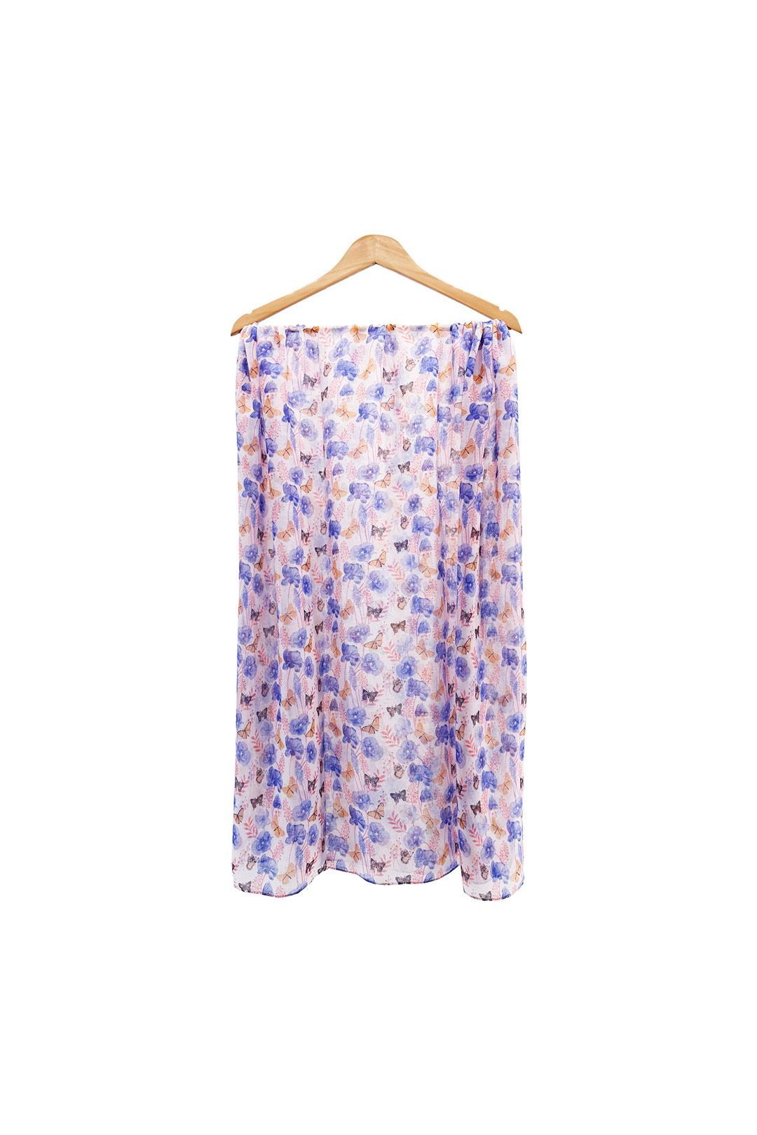 Vellin Mixed Cotton Butterfly & Floral Print Chiffon Scarf