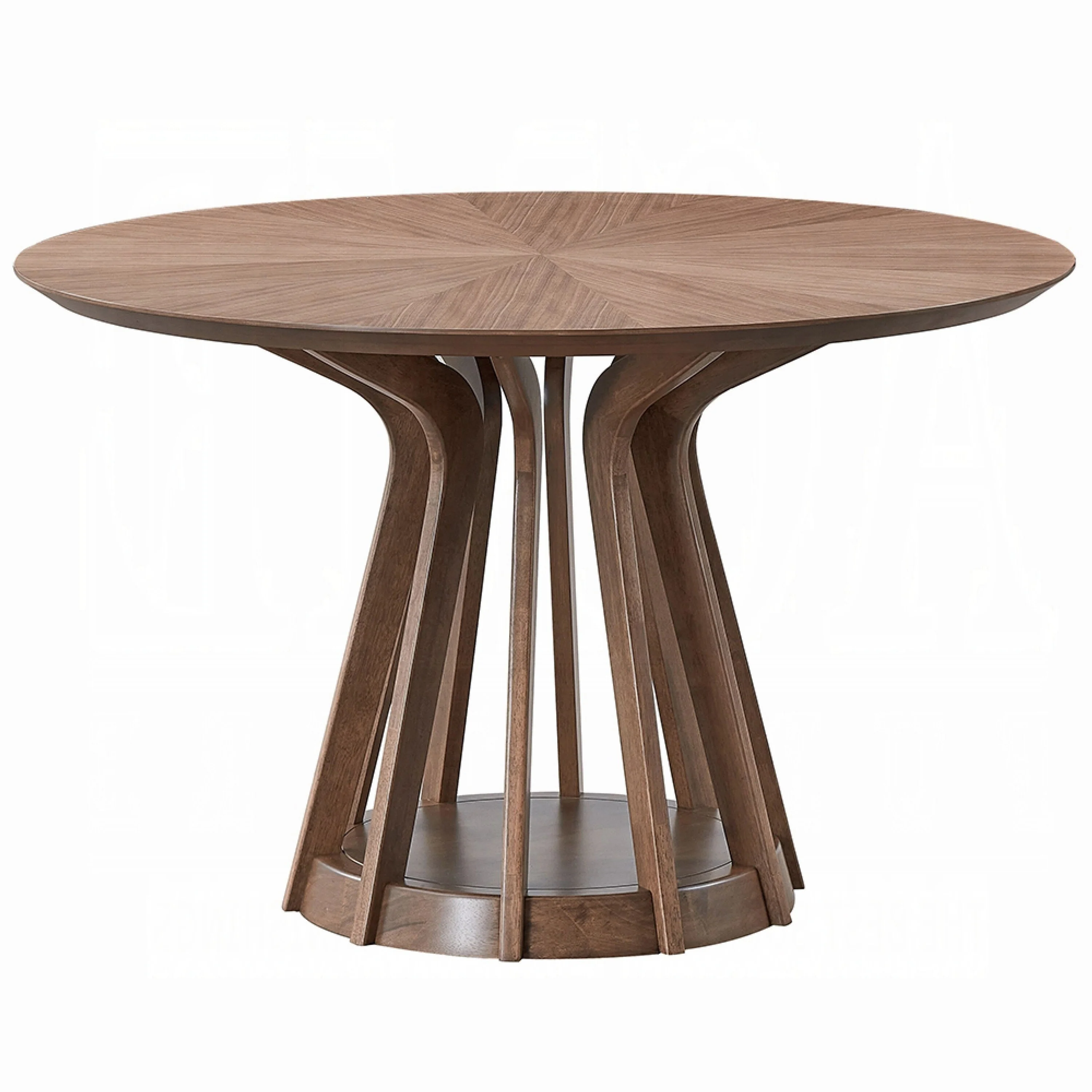 Koen Round Dining Table, Scandinavian Style, Walnut Brown Wood 47 Inch