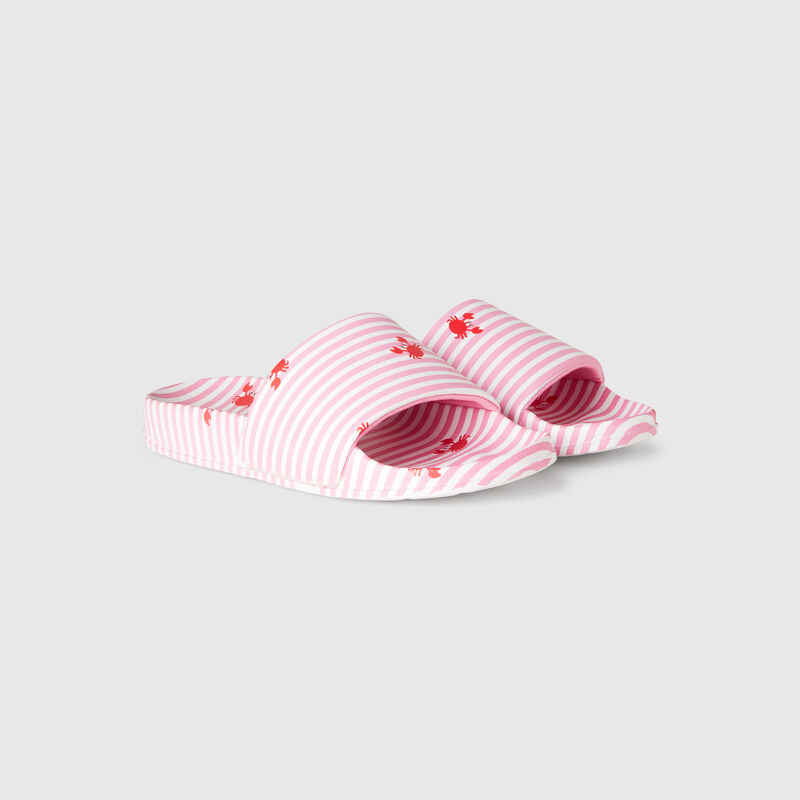 Pink striped slippers with crabs