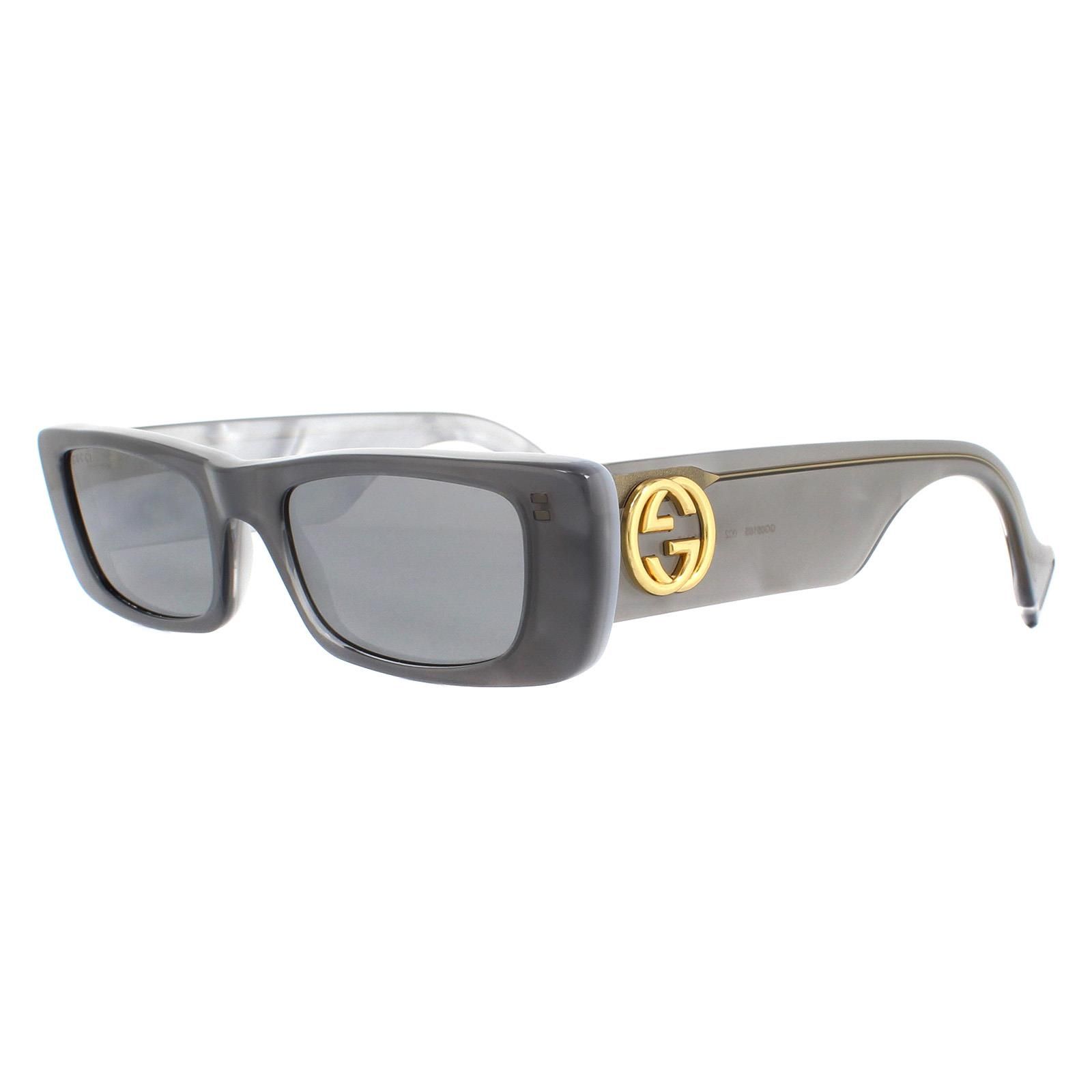 Gucci Rectangle Grey Silver Sunglasses