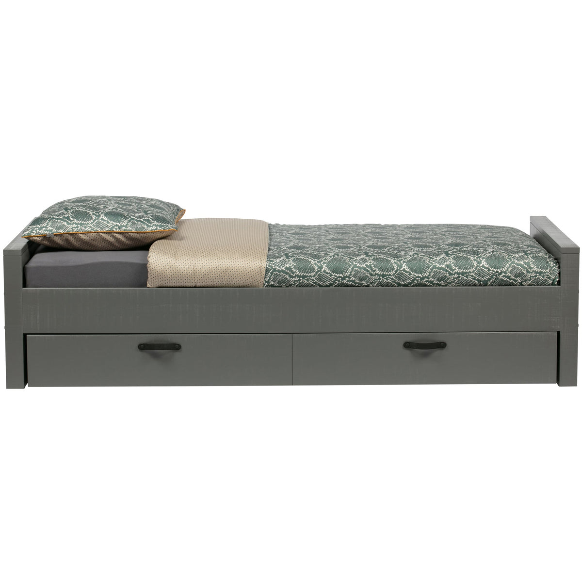 WOOOD bed incl. bedlade/lattenrol Morris - Grenen - Leem - 90x200