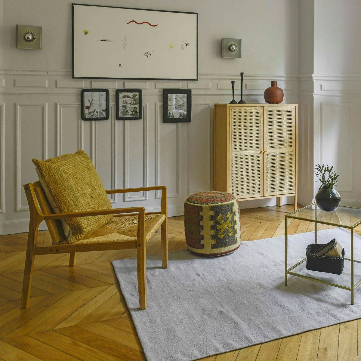 TAMAN - Coussin carré en jonc de mer 60 x 60 cm