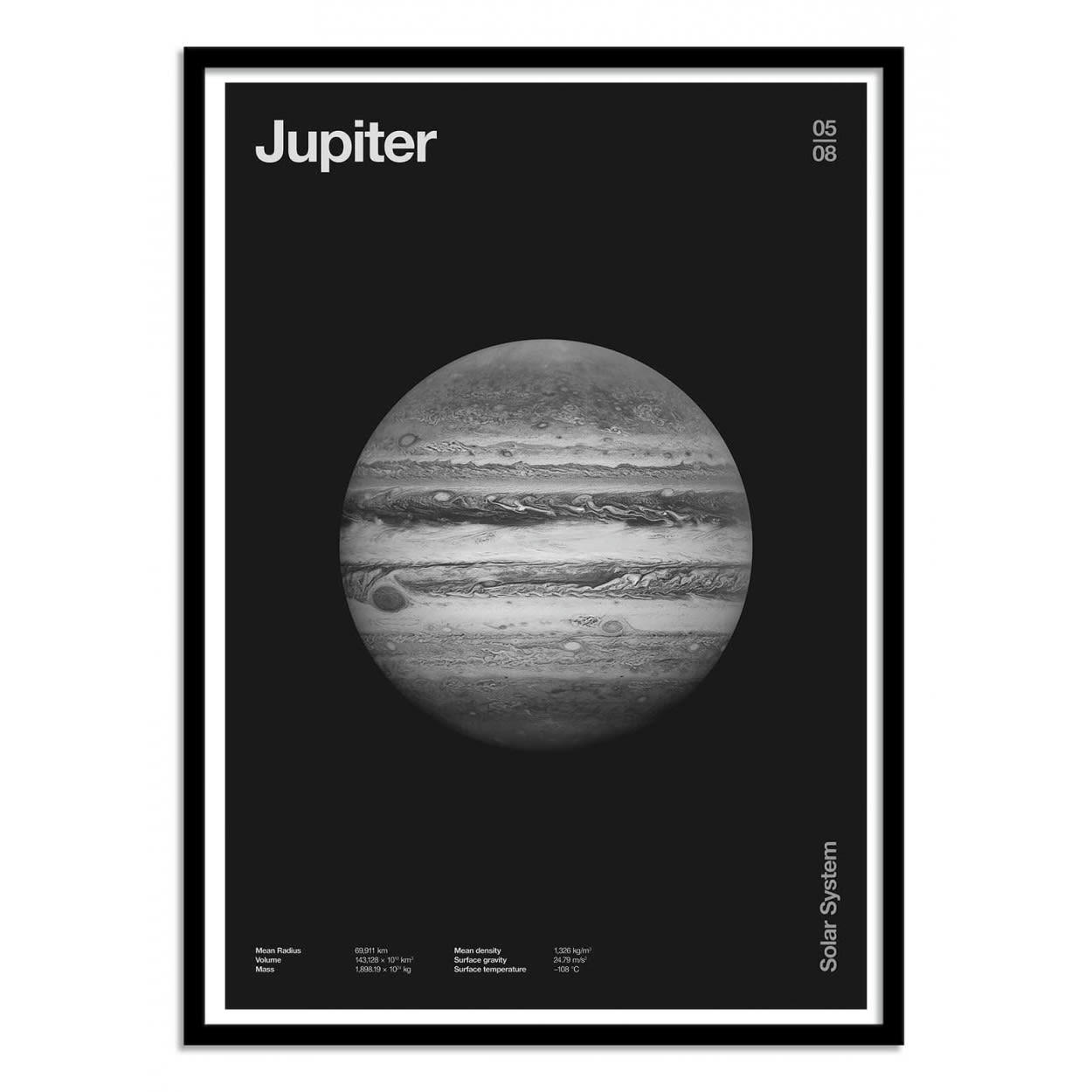 FLORENT BODART - JUPITER - Affiche d'art avec Cadre bois noir - 30 x 40 cm