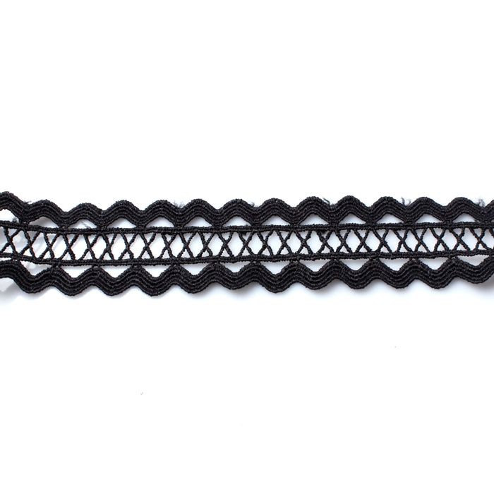 SVNX Black Wide Corded Effect Circular Detail Choker Necklace