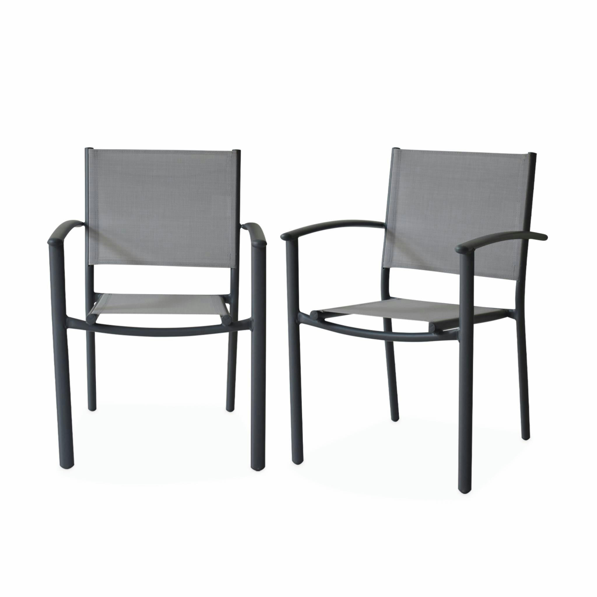 PORTLAND X2 - Lot de 2 fauteuils de jardin gris clair et anthracite