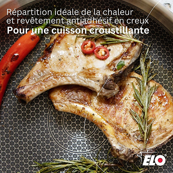 Lot Poêles 28cm &24cm et Faitouts 12cm, 14cm, 26cm Elo Relief Evolution