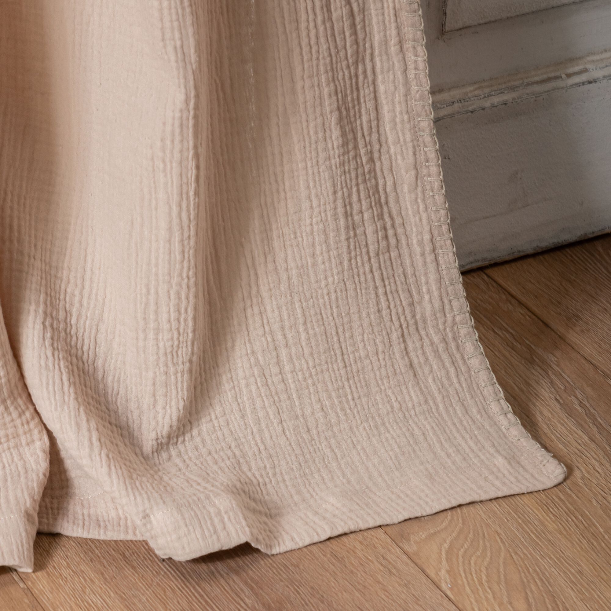 TESSALY - Rideau à nouettes en gaze de coton finition point de cheval 130x250cm - beige alpilles