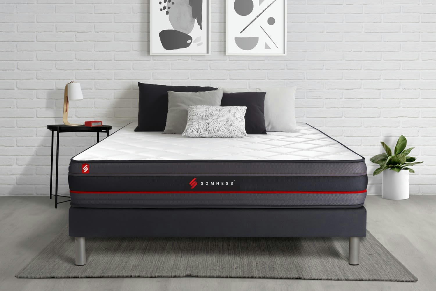 REGEN - Ensemble 160x200 Mémoire de forme sommier Noir