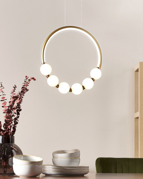 Lampa wisząca sufitowa LED okrągła złota