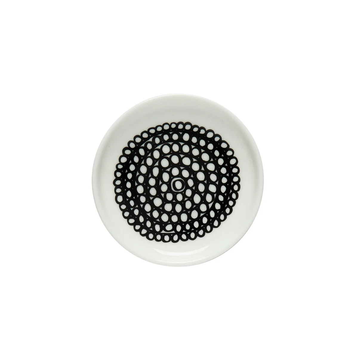 Marimekko - Oiva Siirtolapuutarha Teller, Ø 8.5 cm, weiß / schwarz