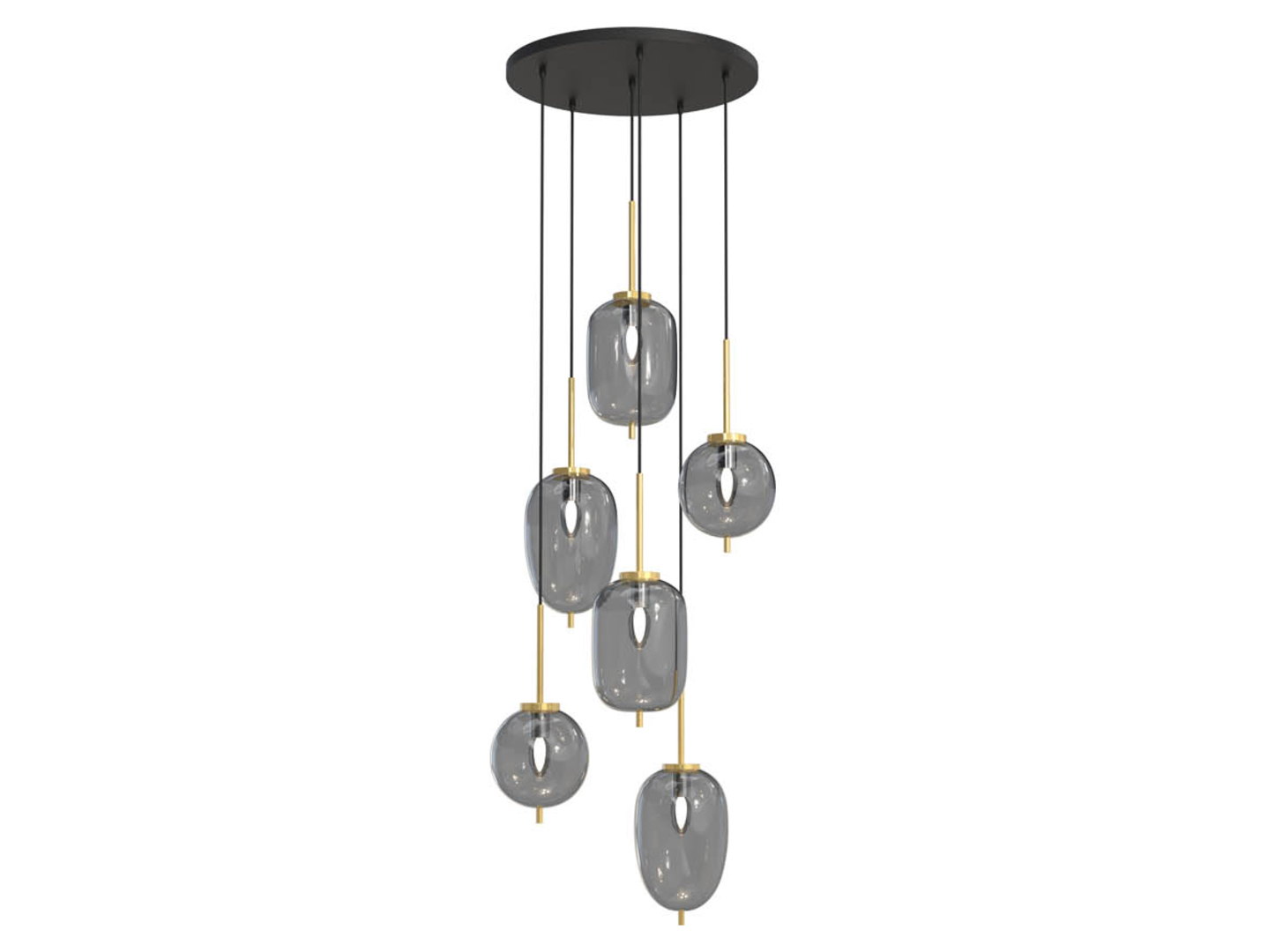 Lampa wisząca Belleville 6-punktowa metalowa czarna