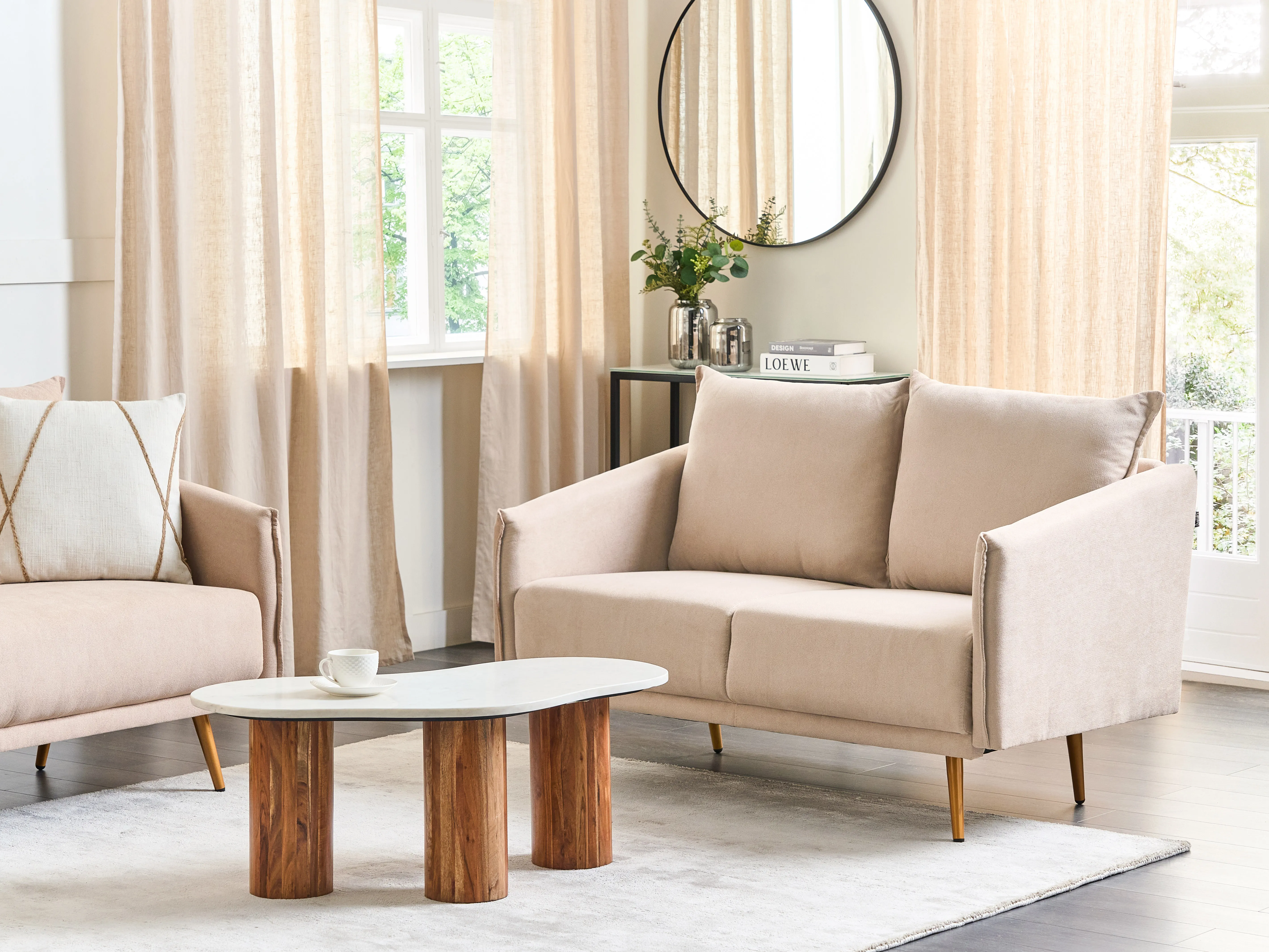 Sofa 2 Seater MAURA Velvet Beige