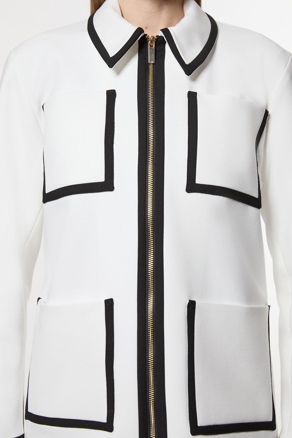 KarenMillen Compact Stretch Tipped Pocketed Tailored Jacket