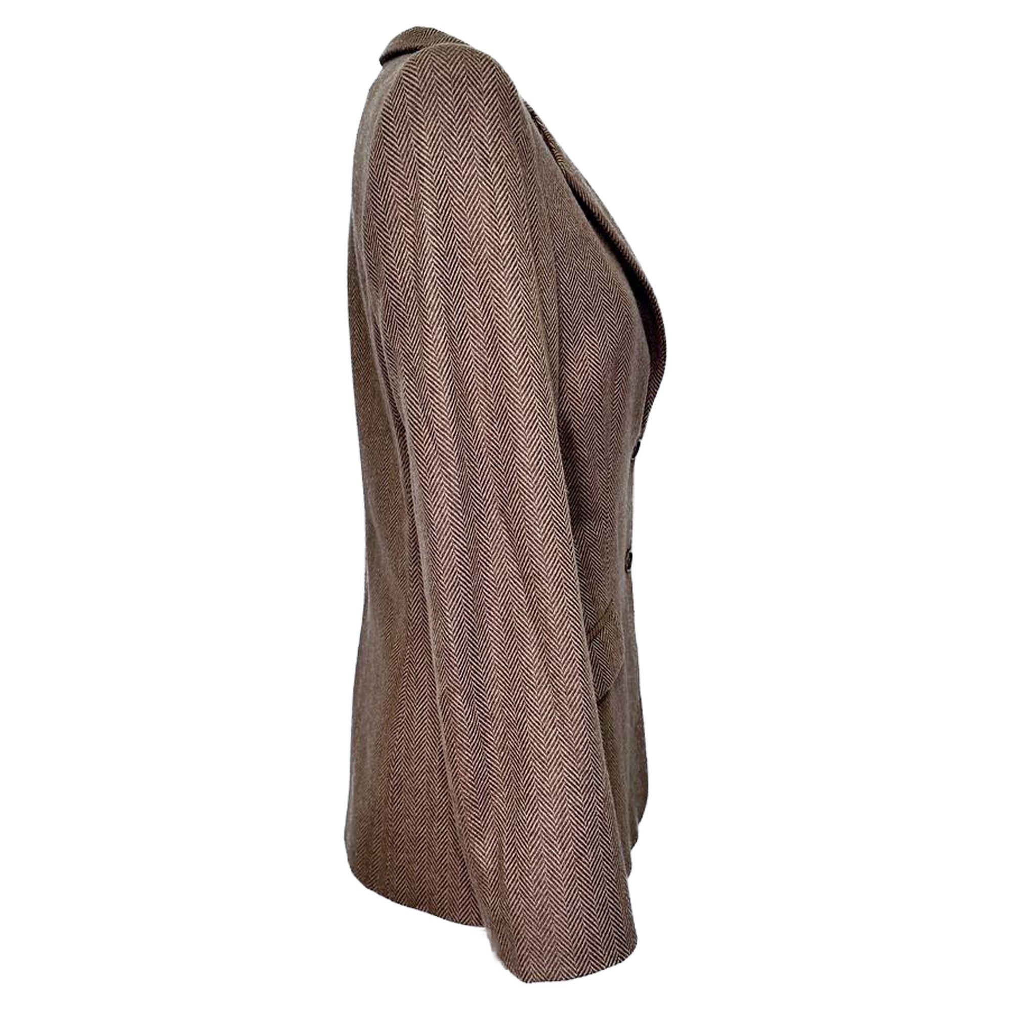 Giorgio Armani Preloved Collezioni Single-Breasted Blazer in Brown Wool