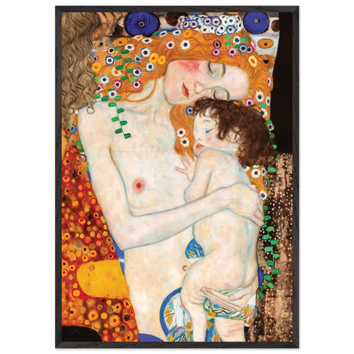 Artfulprints Poster met Lijst Gustav Klimt - The three ages of the woman  - 70x100 cm - Meerkleurig