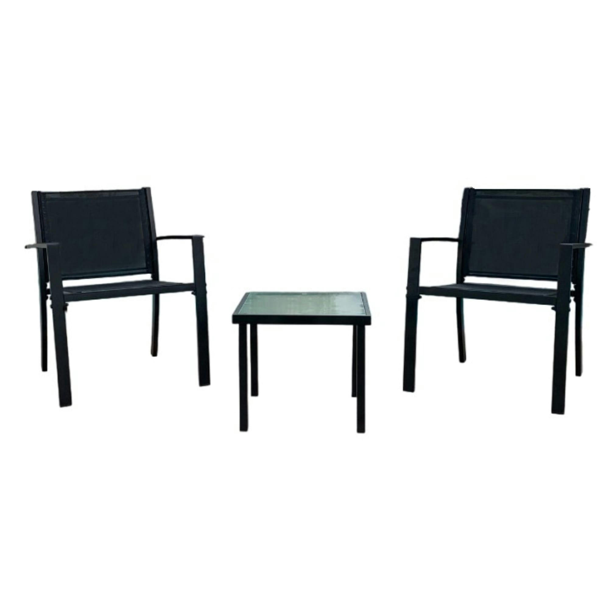 MONTERREY - Ensemble bistro de jardin 2 places noir textilène