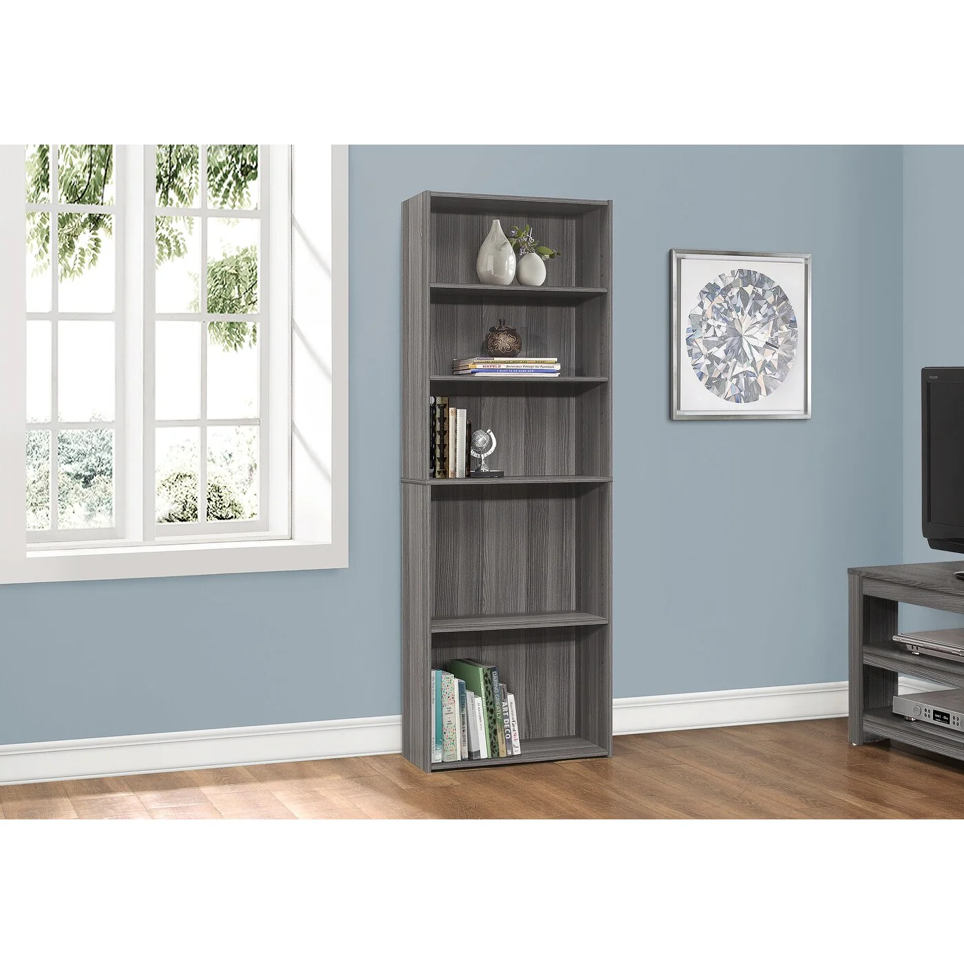 Bookshelf, Bookcase, 6 Tier, 72h, Office, Bedroom, Laminate, Transitional