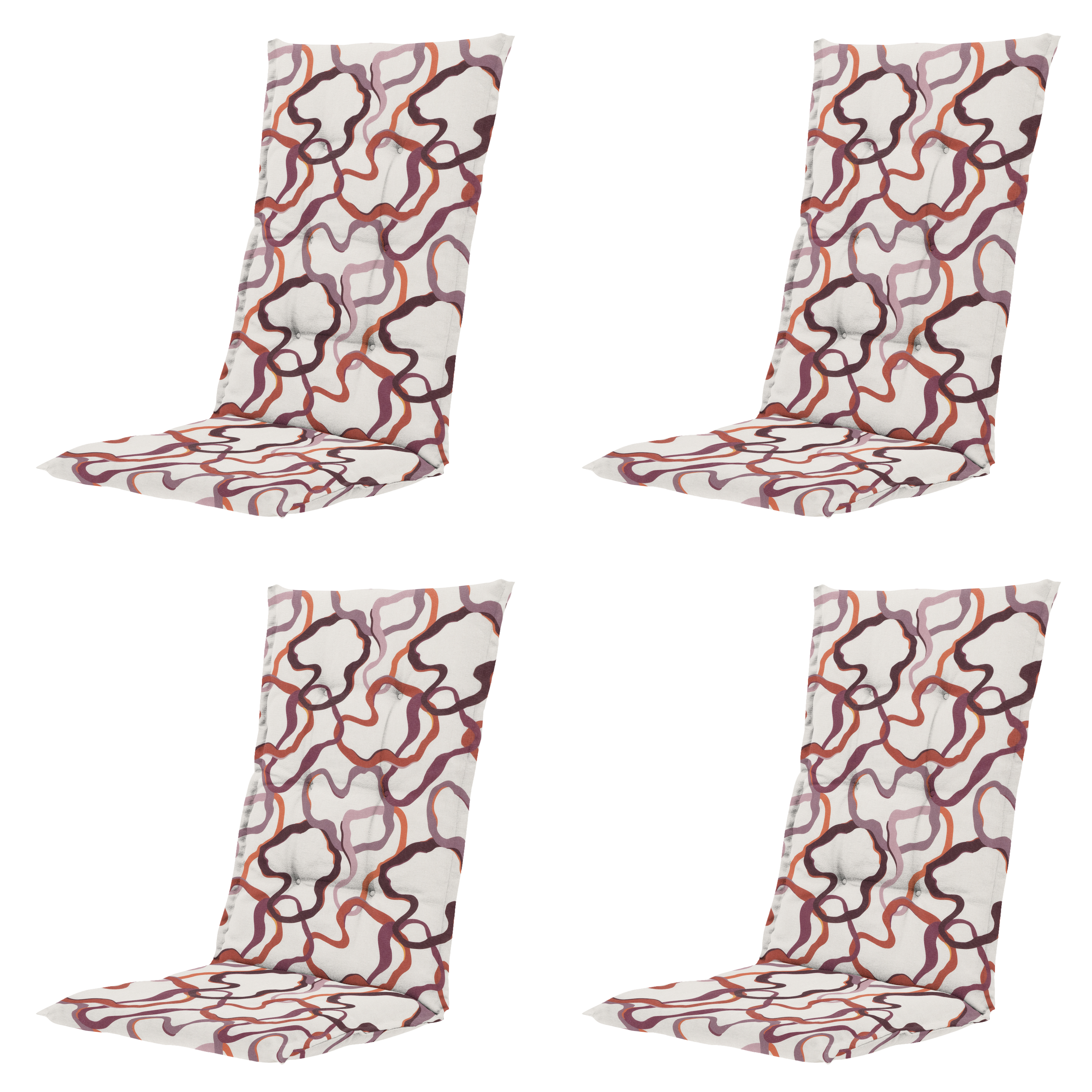 Madison tuinstoelkussen hoge rug Blaze - multikleur - 123x50x5cm - set van 4