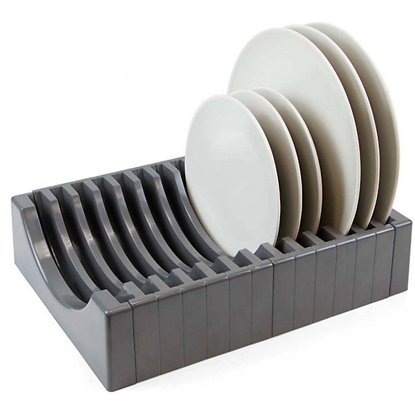 Emuca Kit de rangement pour assiettes, 13 assiettes maximum, Plastique, Gris antracite