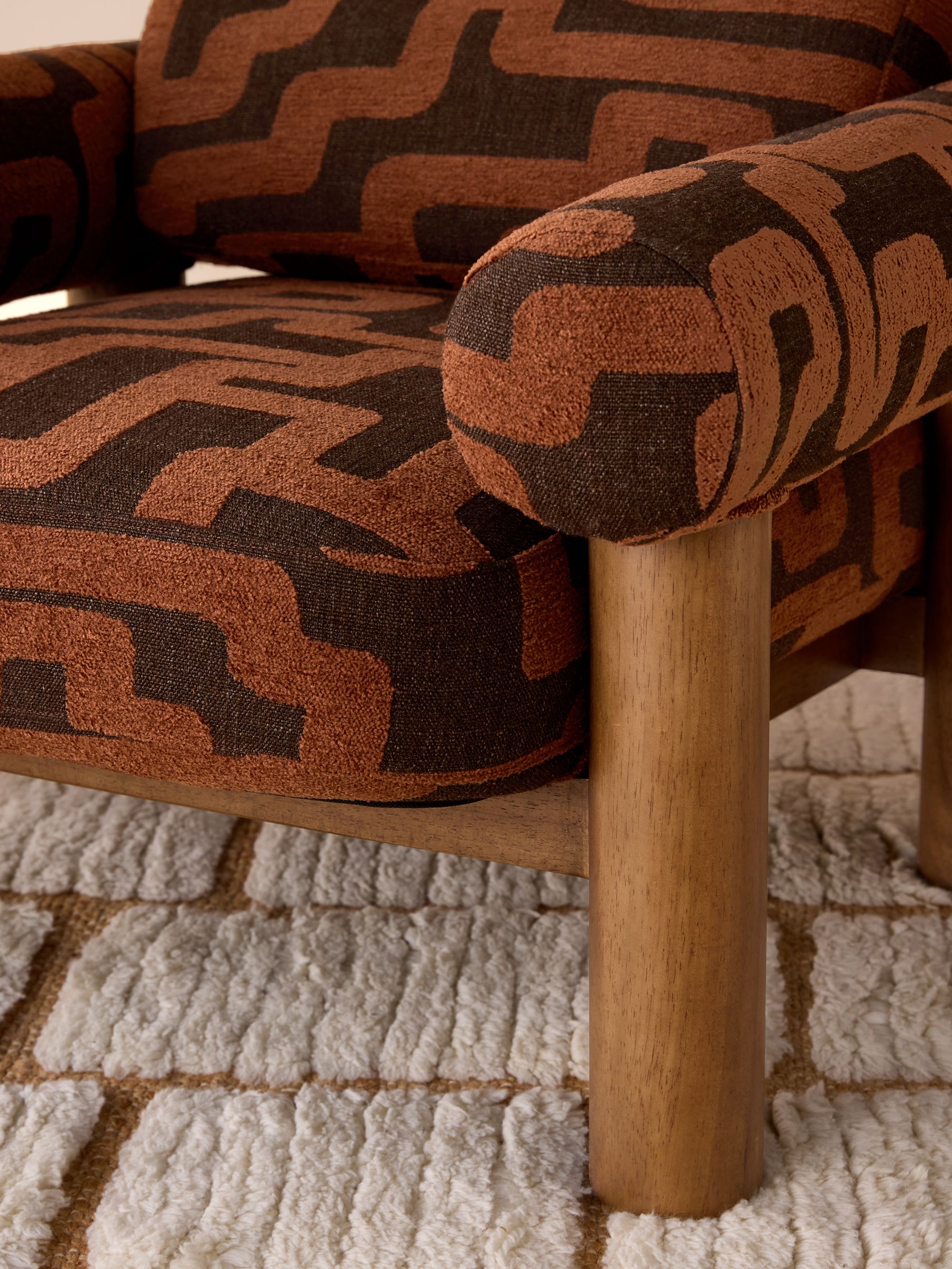 Maxton Chair in Clyde Abstract Weave Chocolate Brown