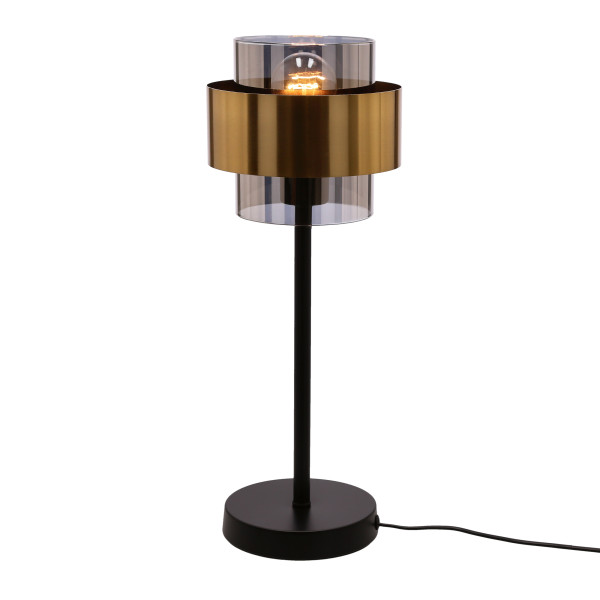 Lampa stołowa SPIEGA czarny mosiężny 1x60w e27 klosz dymiony