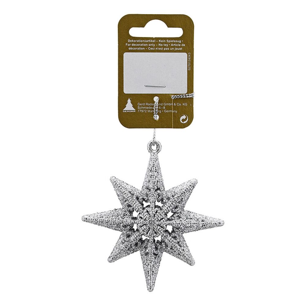 JULETREPYNT STJERNE GLITTER 9CM SØLV