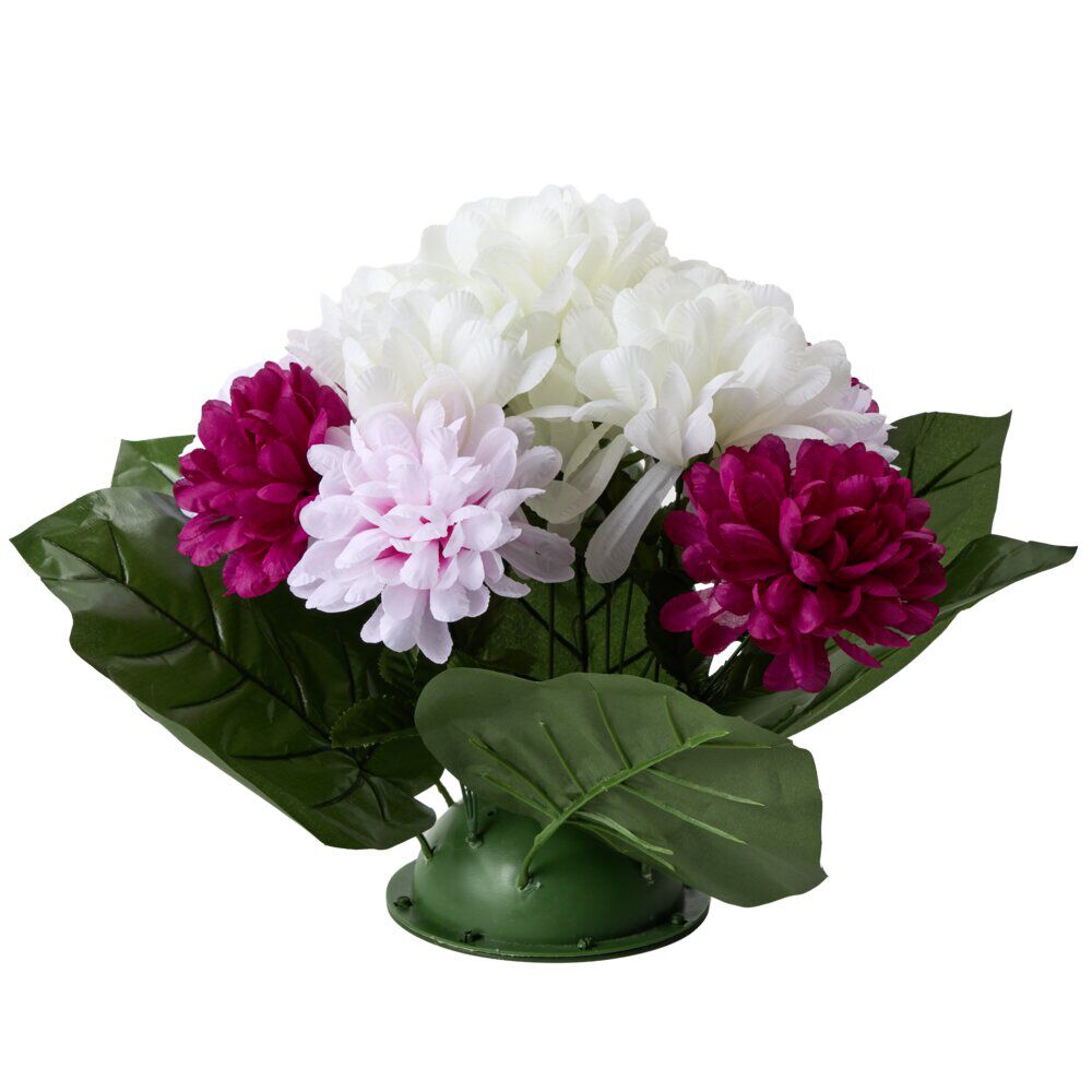 Coussin de fleur chrysanthèmes rose et blanc Ø30xH37cm