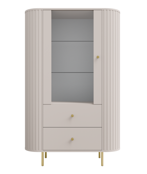 Beżowa Witryna zaokrąglone boki 100/150cm Owal 1d2sz LP
