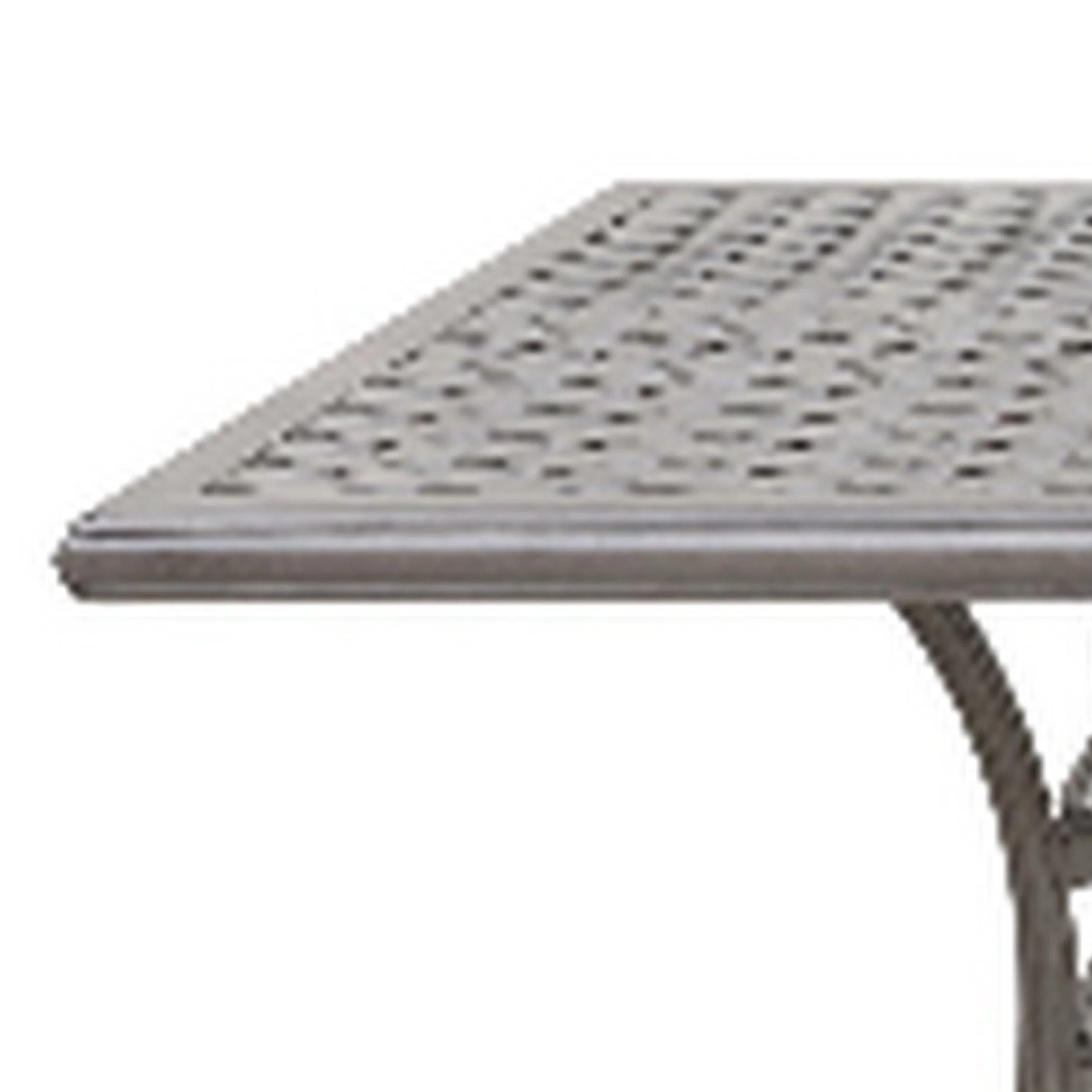 Mace Outdoor Patio Dining Table, 86 Inch Rectangle Top, Aluminum, Gray