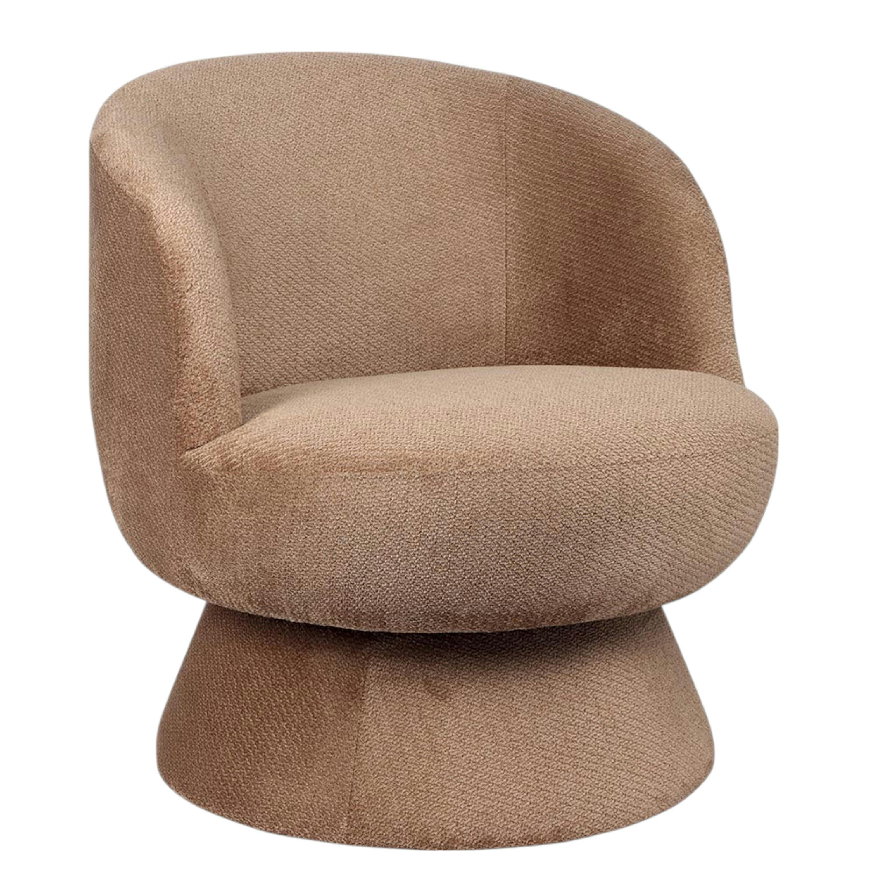 Fauteuil camel pivotant - tissu chenille, style rétro IENA