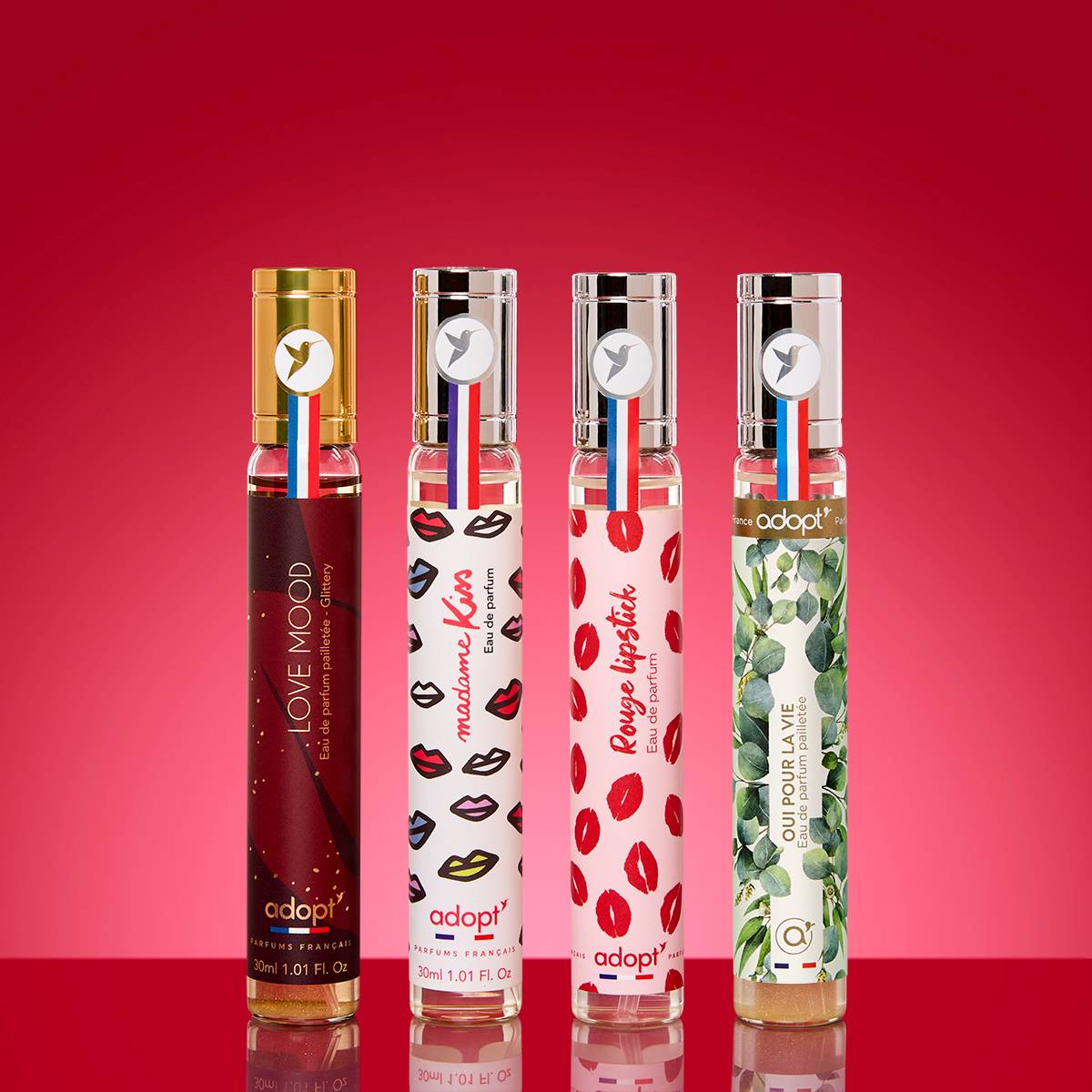 Mademoiselle LoveCoffret 4 x eaux de parfum 30 ml Love mood   Madame kiss   Rouge lipstick   Oui pour la vie