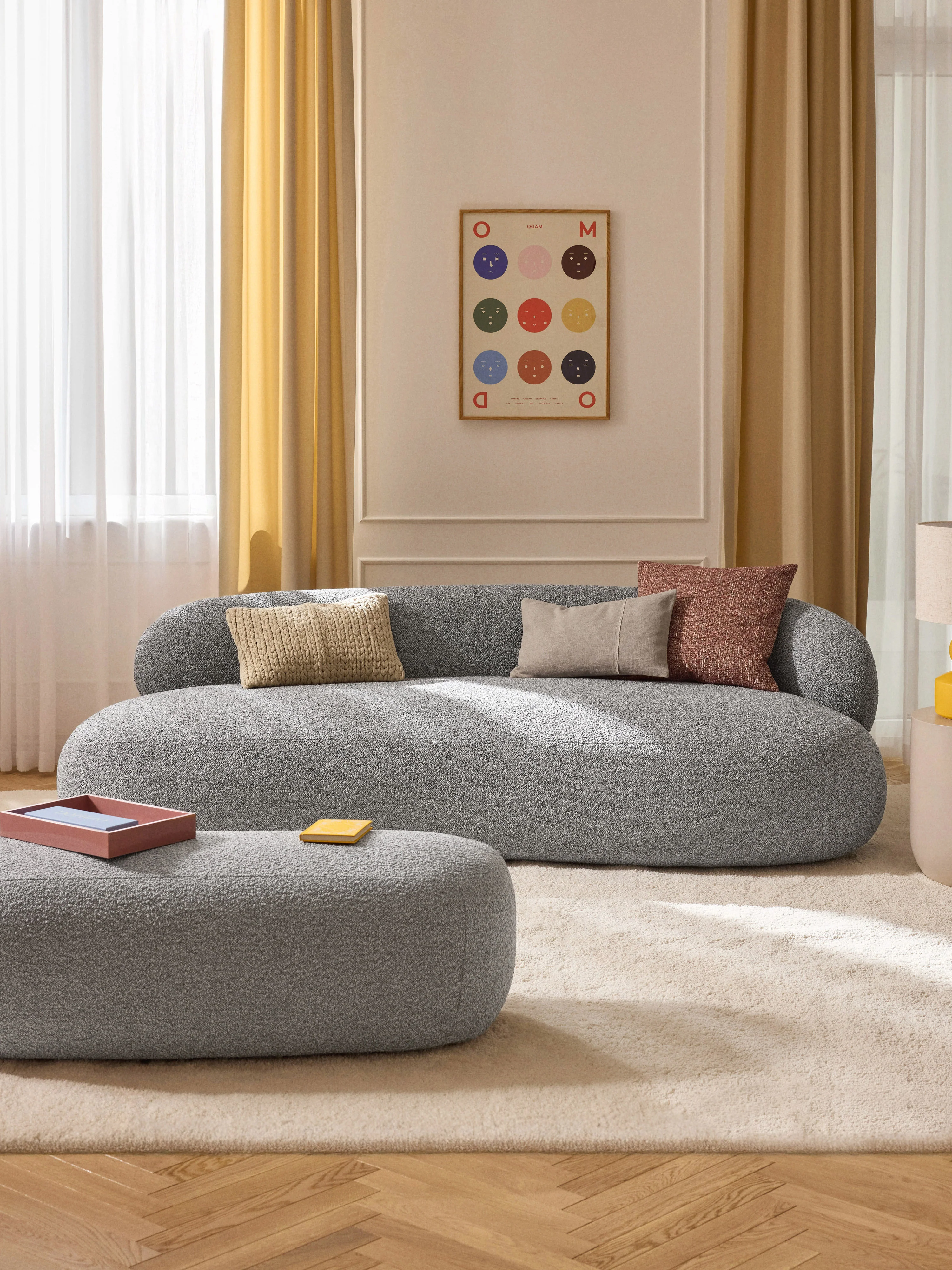 Bouclé-Sofa Alba (3-Sitzer)