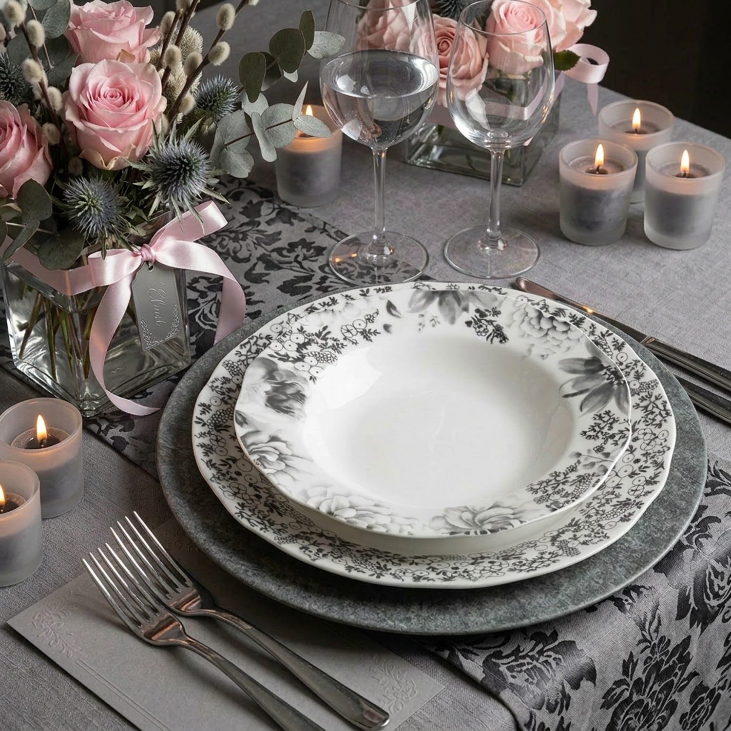 Set piatti Secret Garden da 18 pezzi in porcellana