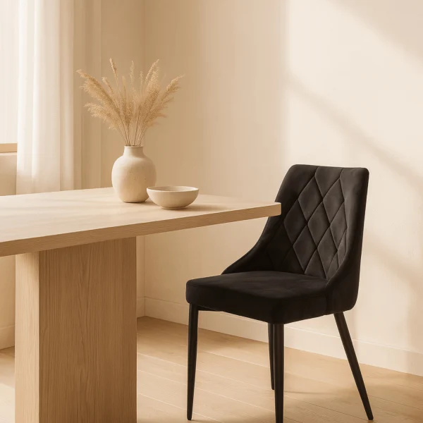Zestaw 6x Krzesło Tapicerowane CORK Czarne Welurowe Nowoczesne Loft