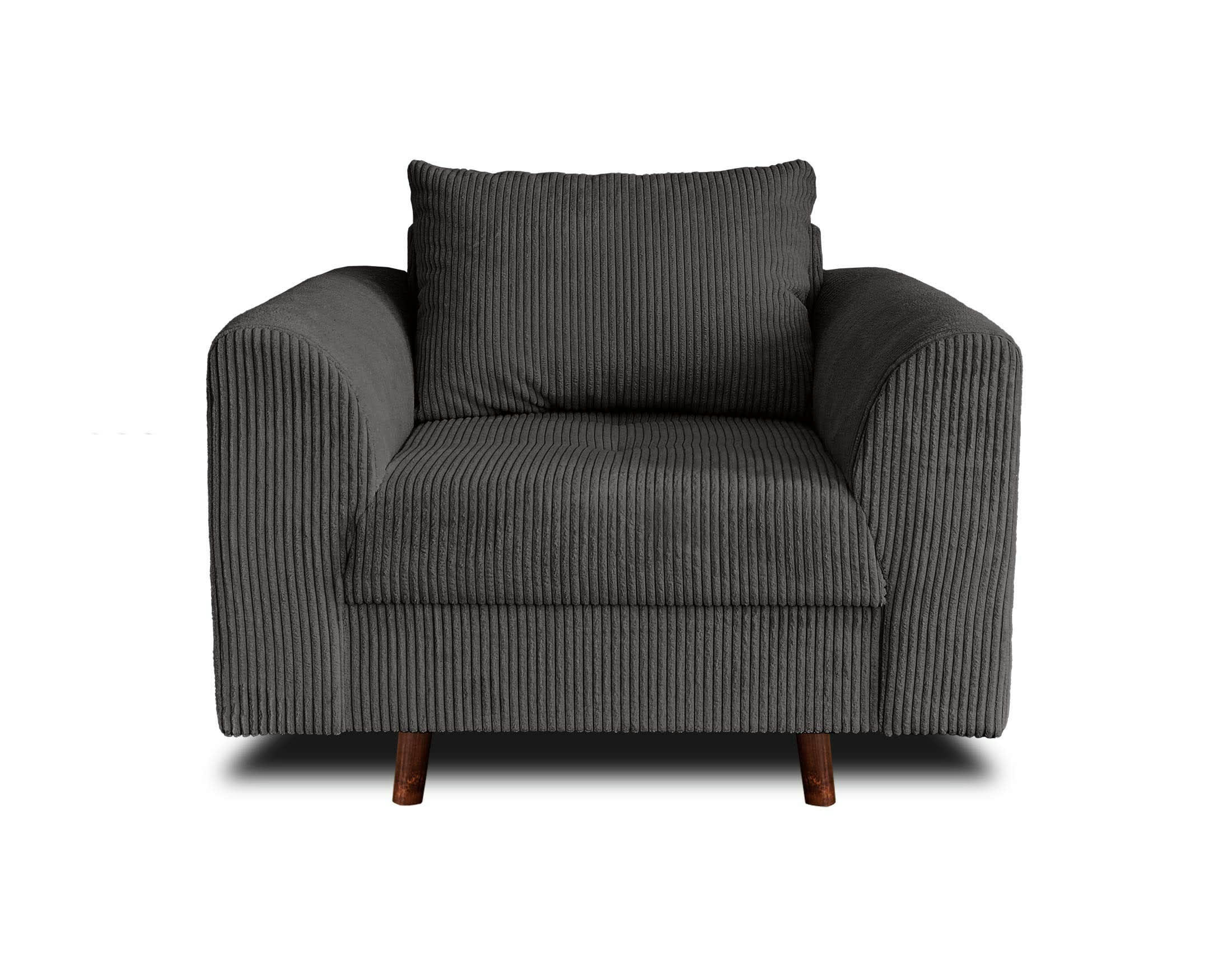 RUNE - Fauteuil en velours côtelé gris foncé