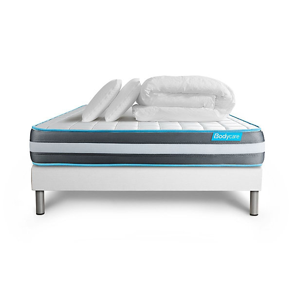 Pack sommier tapissier matelasMémoire de forme avec couette et oreillers