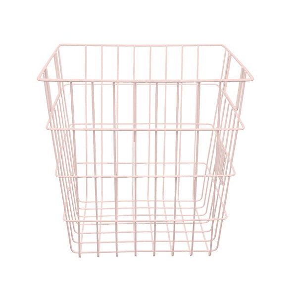 Panier de rangement filaire carré en métal rose