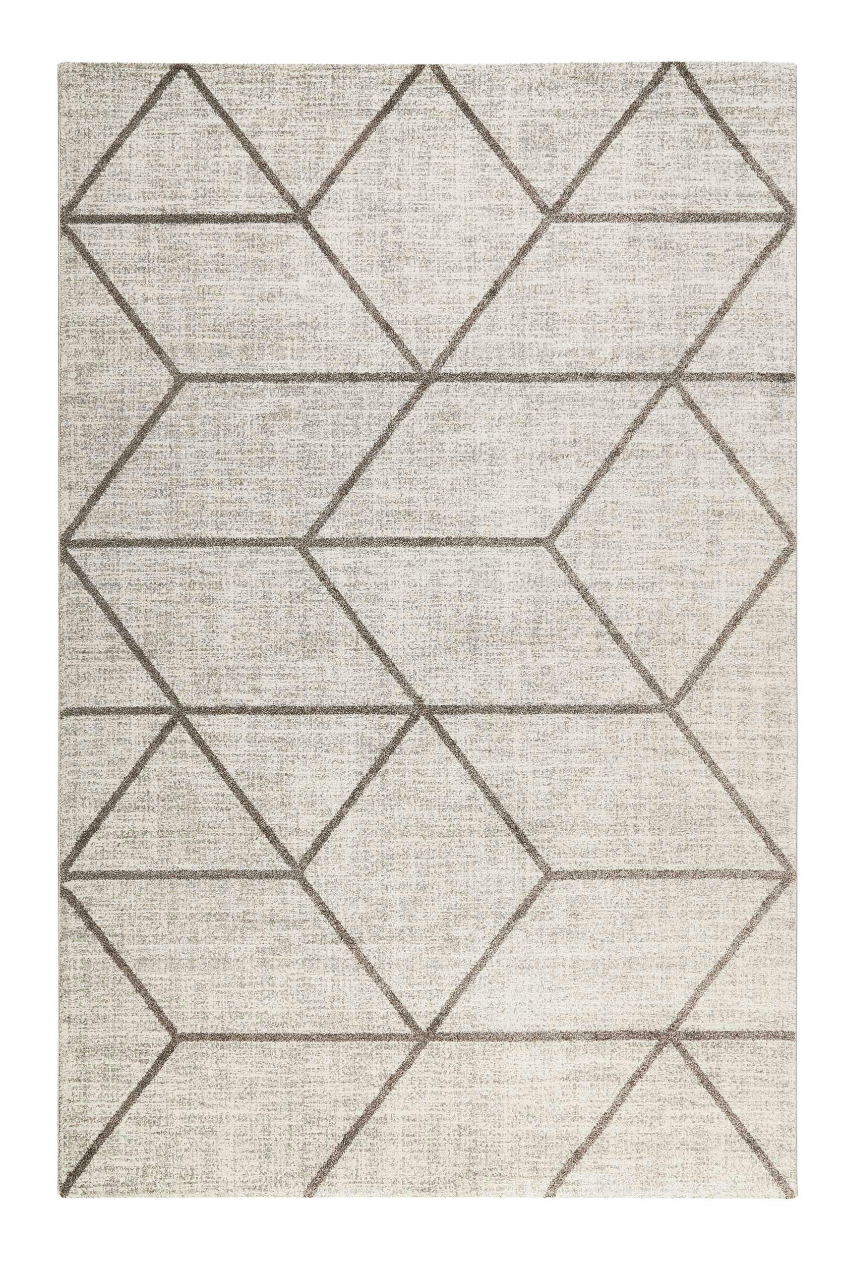 BOSSA LOUNGE - Tapis graphique motif brun gris beige chiné 170x120
