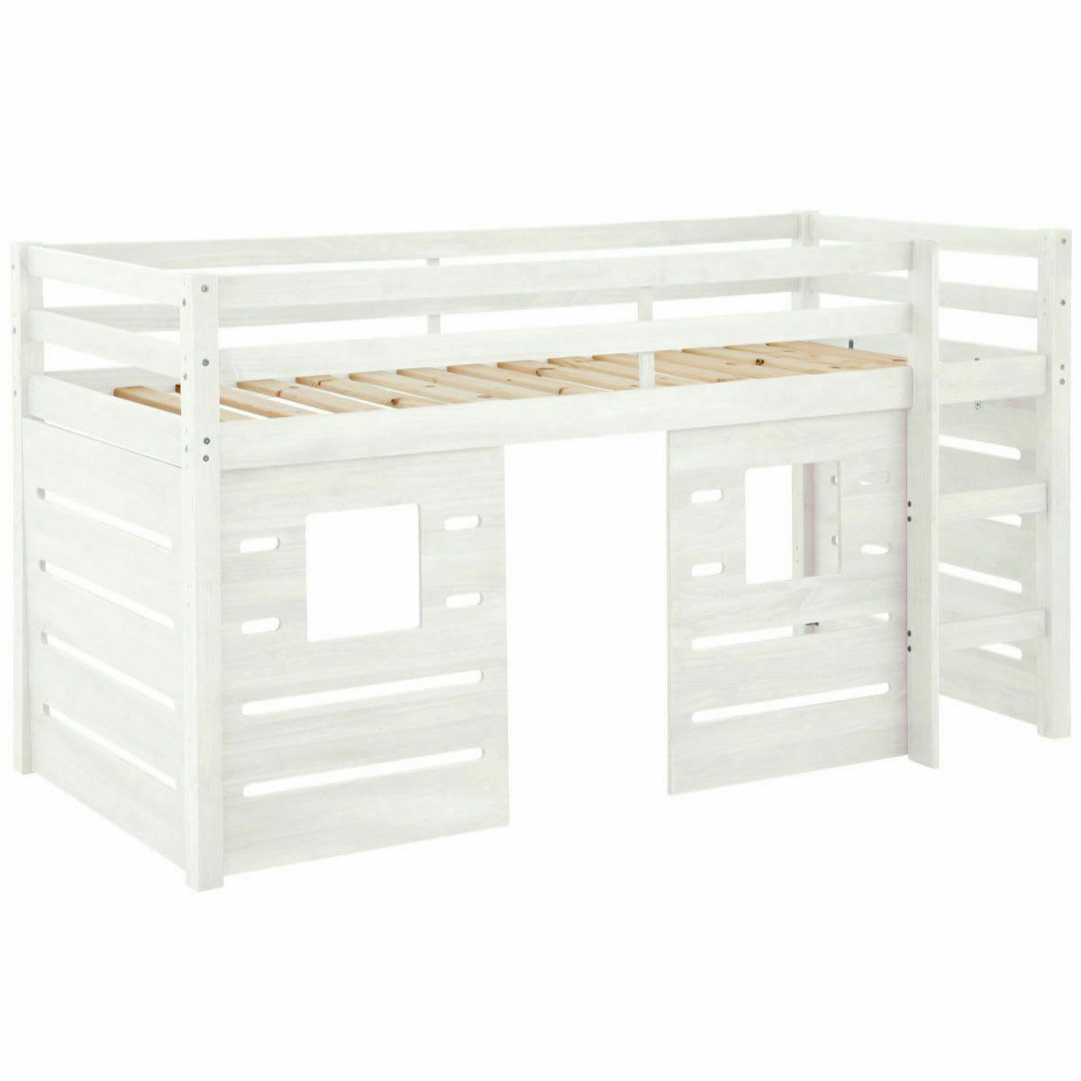 ALMA - Pack lit mi-hauteur avec matelas 90x200 cm bois massif blanc